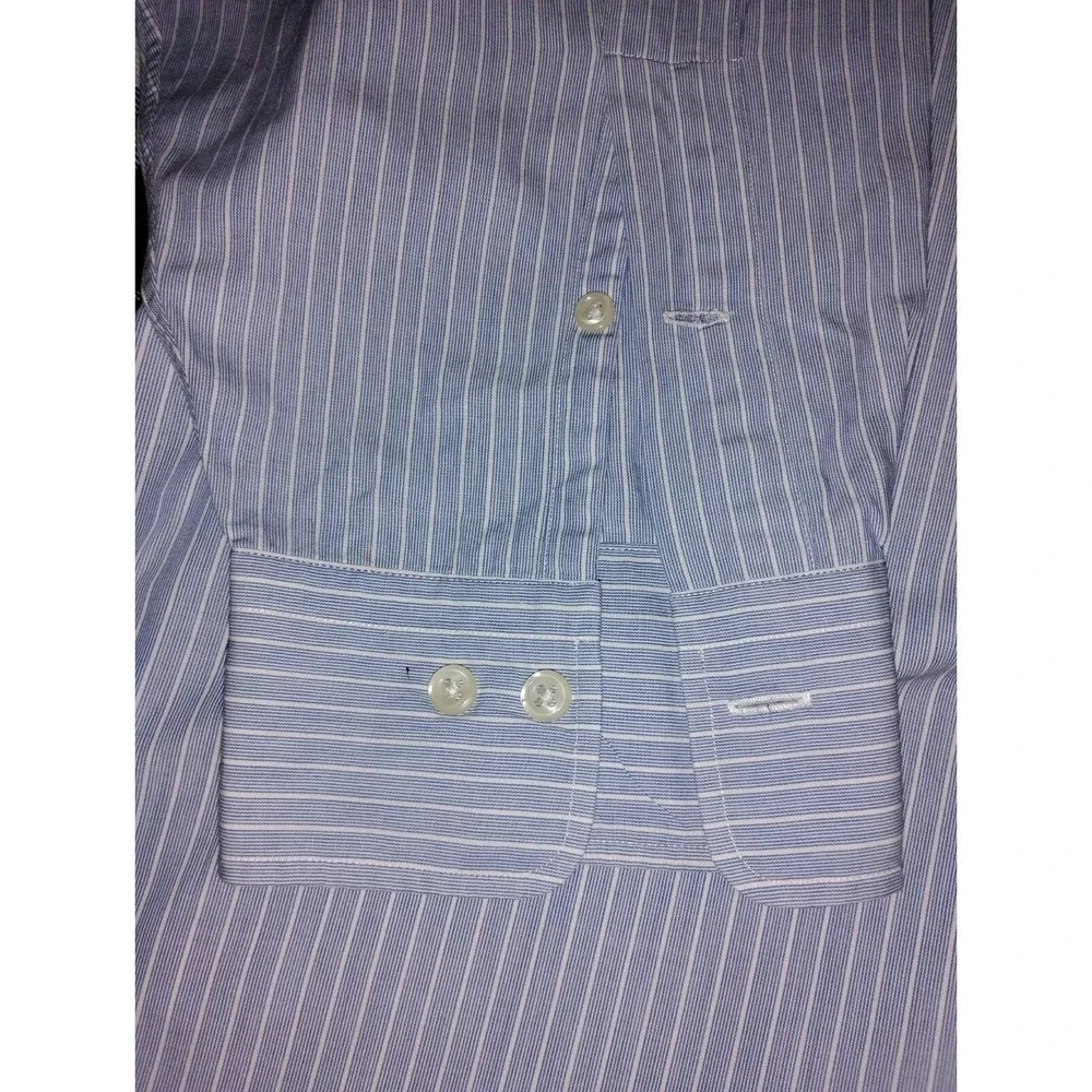 Polo by‎ Ralph Lauren Andrew Dress Shirt Men's 17 32/33 Blue Pinstripe - Z